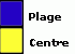 Bleu : Plage; Jaune : Centre